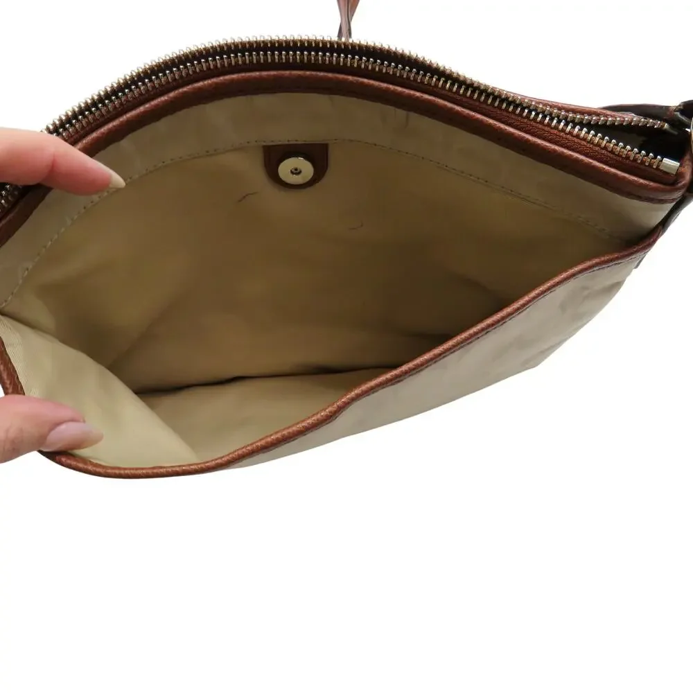 Coach Signature Cream Nylon Rectangle Crossbody Bag Handbag Style 35454